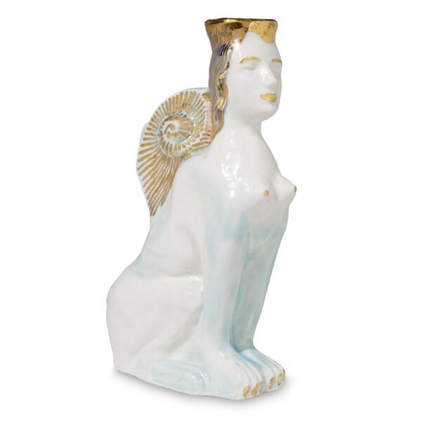 ‘Sphinx’ series 2021 porcelana vidriada pintada a mano, calcas y oro, Edición1/10 28x7x14 cm David Trello | EST_ART Space Alcobendas, Madrid